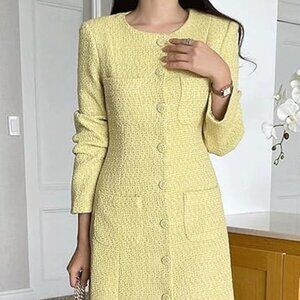 Yellow Tweed Blazer Dress